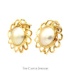 Mabe Pearl Earrings with Open Scalloped Bezels in 14k Yellow Gold Butterfly Pushbacks - Thumbnail 3