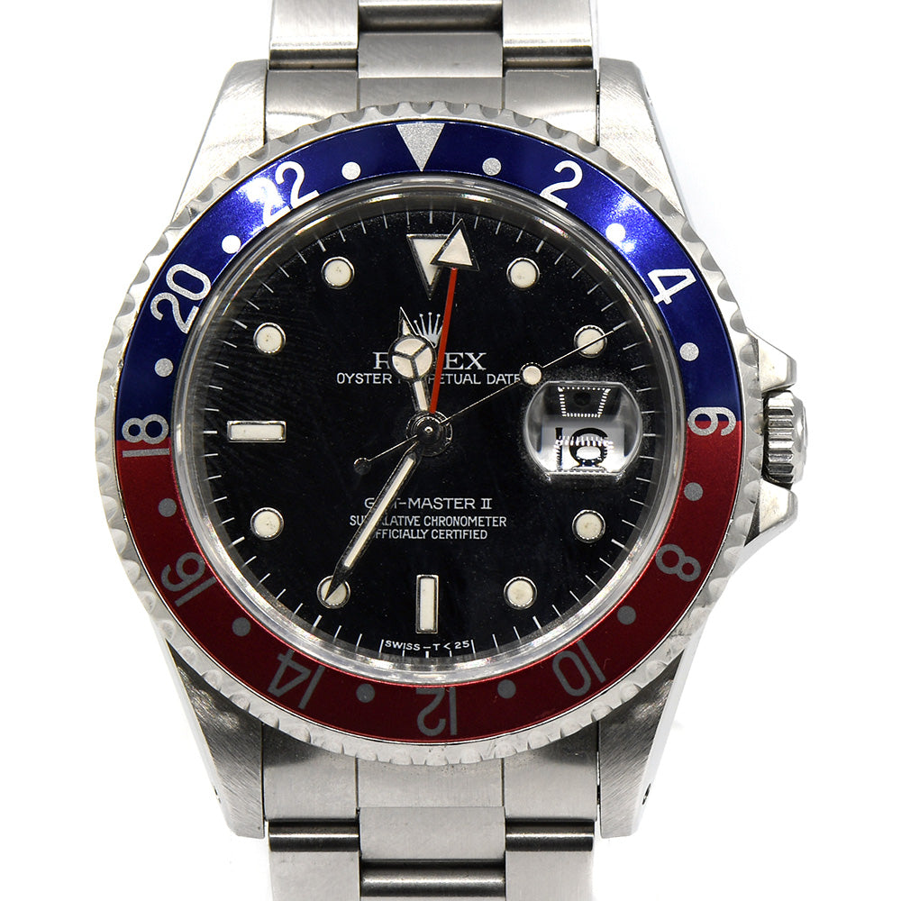 Rolex GMT Master 2 16710 with Pepsi Bezel & Black Dial in Stainless Steel Oyster Bracelet