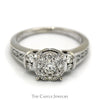 1cttw Diamond Cluster Engagement Ring with Channel Set Accents in 14k White Gold - Thumbnail 1