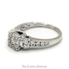 1cttw Diamond Cluster Engagement Ring with Channel Set Accents in 14k White Gold - Thumbnail 3