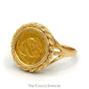 24k 1988 1/20oz Panda Coin Ring in 14k Yellow Gold Rope Bezel Mounting - Thumbnail 4