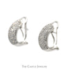 1.45cttw Pave Set Diamond Cluster Hoop Earrings in 14k White Gold Omega Clip Backs - Thumbnail 2