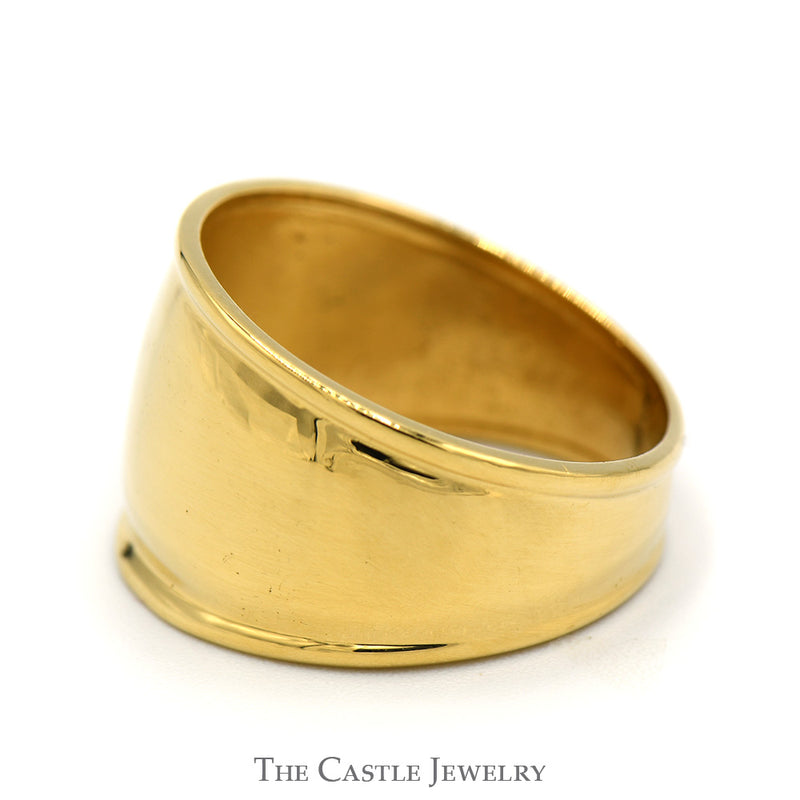 Men's 18k Yellow Gold Tapered Wide Cigar Band Ring