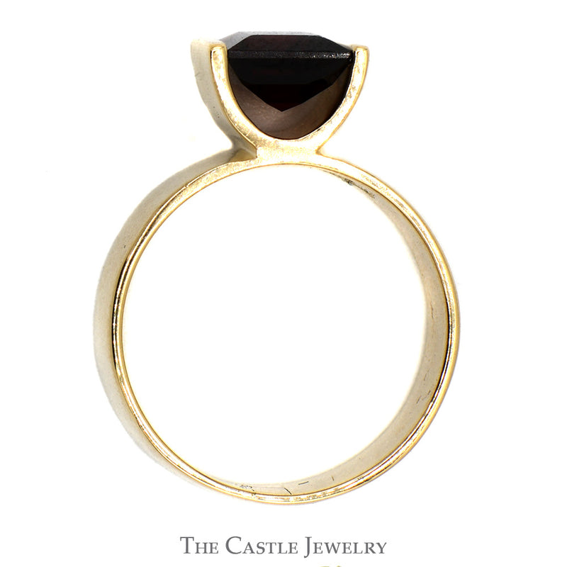 Emerald Cut Garnet Ring in 14k Yellow Gold 8mm Wide Polished Band