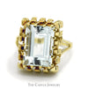 Emerald Cut Aquamarine Ring in 14k Yellow Gold Nugget Style Bezel - Thumbnail 1