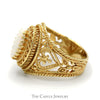 Marquise Cut Opal Dome Ring with Filigree Sides in 10k Yellow Gold - Thumbnail 3