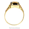 Black Onyx Eagle Men's Ring with Two Tone Leaf Designed Sides in 10k Yellow and Rose Gold - Thumbnail 2