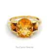 Oval Citrine Ring with Square Garnet Accents in 14k Yellow Gold - Thumbnail 1