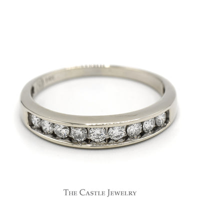 1/2cttw Nick Set Diamond Men's Wedding Band in 14k White Gold