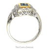 Invisiset Blue Diamond Cluster Ring with Diamond Halo and Accents in 14k Two Tone Gold - Thumbnail 2