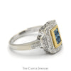 Invisiset Blue Diamond Cluster Ring with Diamond Halo and Accents in 14k Two Tone Gold - Thumbnail 3