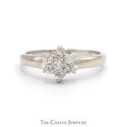 1/4cttw Round Diamond Flower Cluster Ring in 14k White Gold