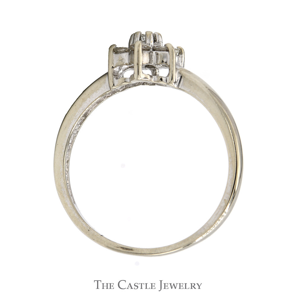1/4cttw Round Diamond Flower Cluster Ring in 14k White Gold