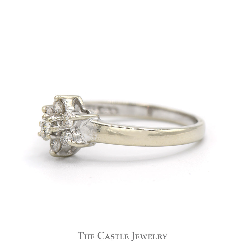 1/4cttw Round Diamond Flower Cluster Ring in 14k White Gold