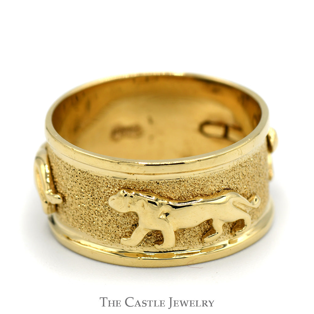 Laser Cut 14k Yellow Gold Panther Band Ring - Size 8.5