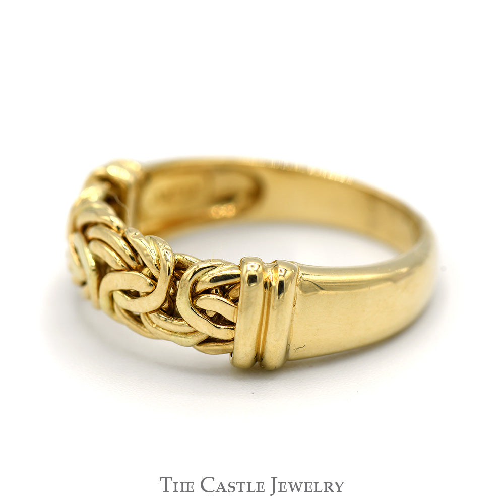 14k Yellow Gold Byzantine Designed Ring with Bar Accents