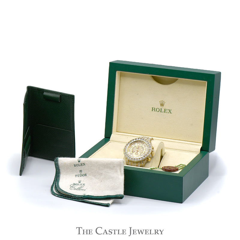 18K Yellow Gold Rolex Yacht-Master II 116688 with Custom Diamond Bezel, Dial, Band & Case
