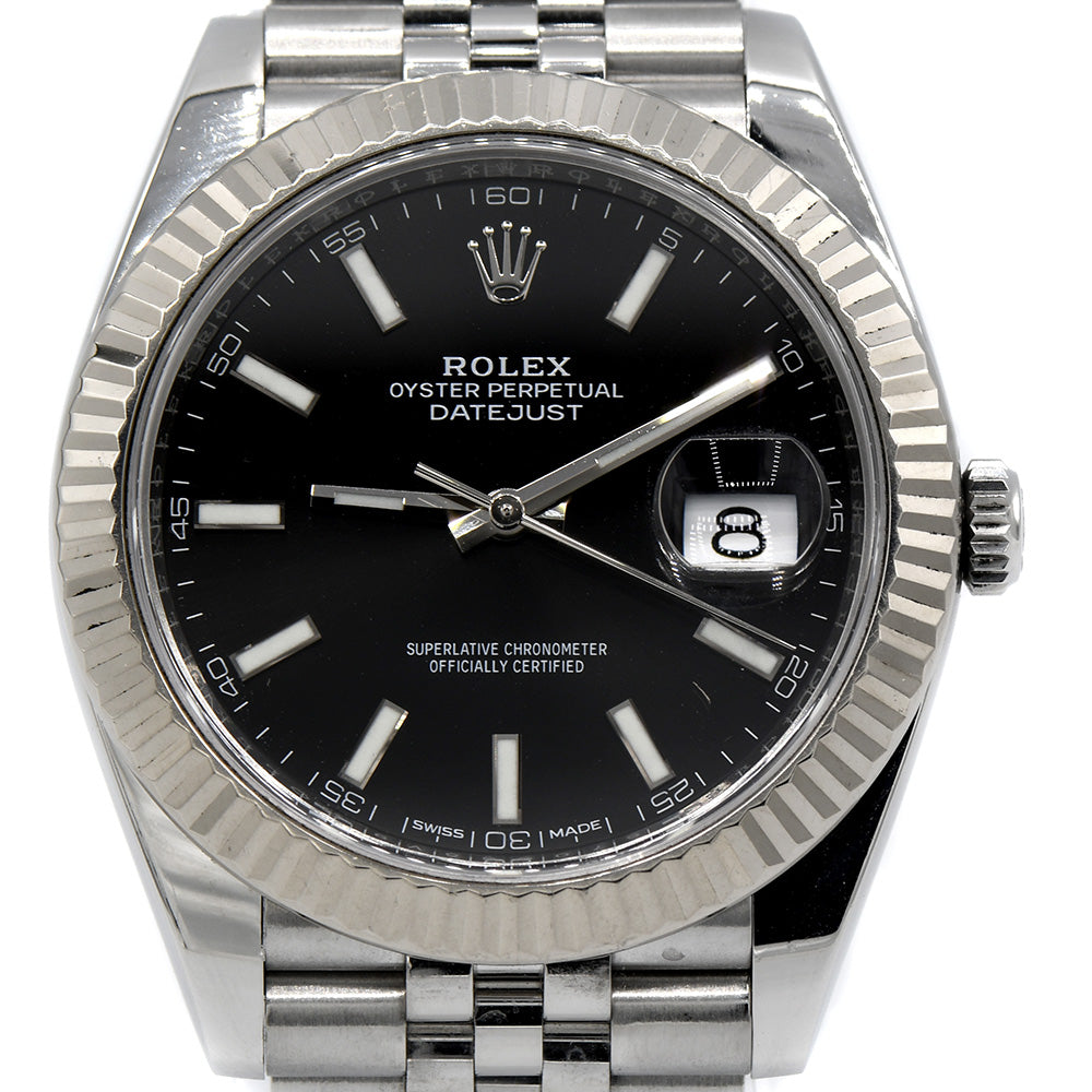 Rolex Datejust 126334 Quickset with Fluted Bezel and Black Dial in Stainless Steel Jubilee Bracelet