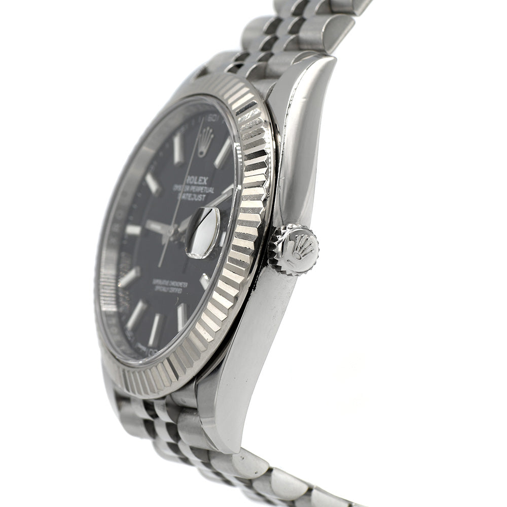 Rolex Datejust 126334 Quickset with Fluted Bezel and Black Dial in Stainless Steel Jubilee Bracelet