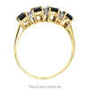 Double Row Oval Sapphire & Round Diamond Cluster Band in 14k Yellow Gold - Thumbnail 2