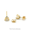 2cttw Round Diamond Stud Earrings in 14k Yellow Gold 6 Prong Mounting with Butterfly Pushbacks - Thumbnail 2