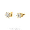 2cttw Round Diamond Stud Earrings in 14k Yellow Gold 6 Prong Mounting with Butterfly Pushbacks - Thumbnail 3