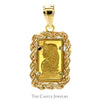 24k Suisse "Lady Fortuna" 1G Fine Gold Bar Pendant with Rope Bezel in 14k Yellow Gold - Thumbnail 1