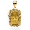 24k Suisse "Lady Fortuna" 1G Fine Gold Bar Pendant with Rope Bezel in 14k Yellow Gold - Thumbnail 2