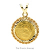 24k 1985 Panda Coin Pendant in 14k Yellow Gold Rope Bezel - Thumbnail 1