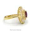 Marquise Cut Ruby Solitaire with Round & Baguette Diamond Ballerina Ring in 14k Yellow Gold - Thumbnail 3