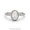 1.43cttw Oval Lab Grown Diamond Engagement Ring with Diamond Halo and Accented Sides in 14k White Gold - Thumbnail 1