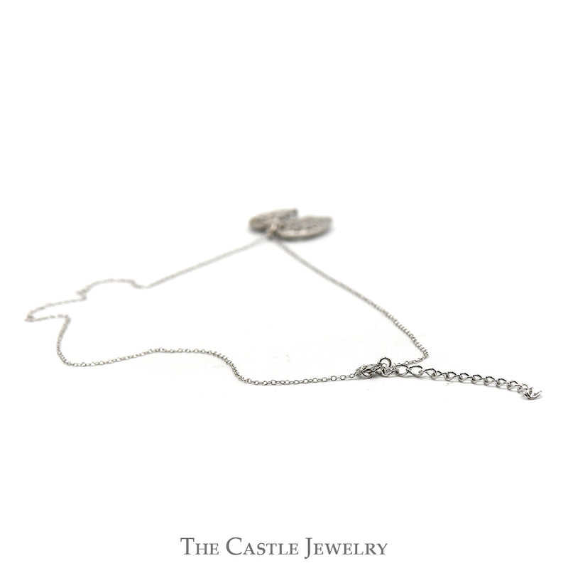 Sterling Silver "Inner Beauty" 20mm Wide Heart Shaped Necklace with Diamond Accent on Adjustable Chain