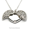 Sterling Silver "Inner Beauty" 20mm Wide Heart Shaped Necklace with Diamond Accent on Adjustable Chain - Thumbnail 3