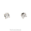 1/2cttw Princess Cut Diamond Stud Earrings in 14k White Gold Butterfly Pushbacks - Thumbnail 1
