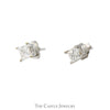 1/2cttw Princess Cut Diamond Stud Earrings in 14k White Gold Butterfly Pushbacks - Thumbnail 3