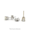 1/2cttw Round Brilliant Cut Diamond Stud Earrings in 14k White Gold Butterfly Pushbacks - Thumbnail 2