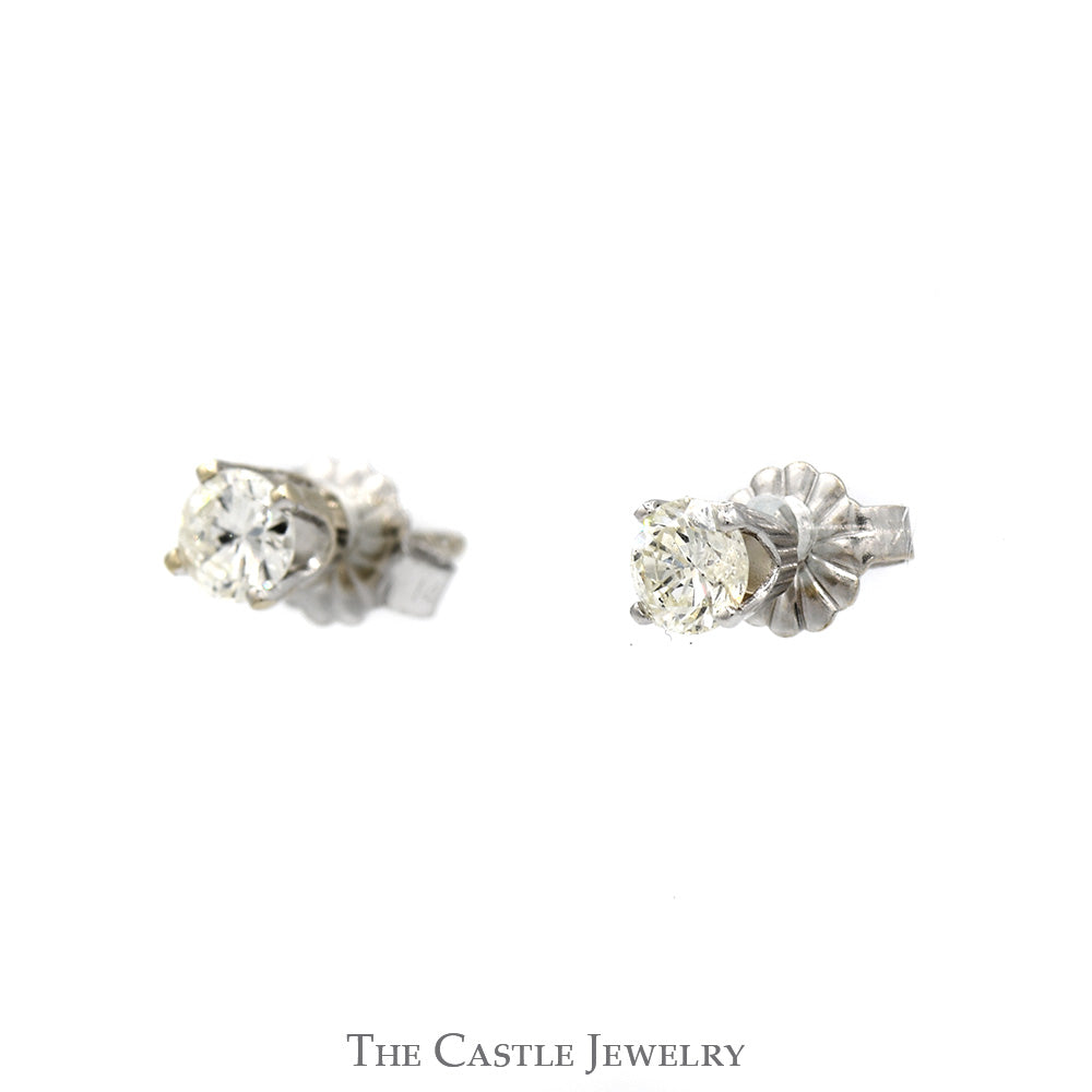 1/2cttw Round Brilliant Cut Diamond Stud Earrings in 14k White Gold Butterfly Pushbacks