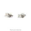 1/2cttw Round Brilliant Cut Diamond Stud Earrings in 14k White Gold Butterfly Pushbacks - Thumbnail 3