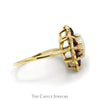 Marquise Opal Ring with Amethyst Halo and Floral Bezel in 14k Yellow Gold - Thumbnail 3