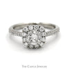 .85cttw Diamond Engagement Ring with Diamond Halo and Accented Sides in 14k White Gold - Thumbnail 1