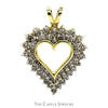 Open Heart Shaped 1.5cttw Diamond Cluster Pendant in 14k Yellow Gold - Thumbnail 1