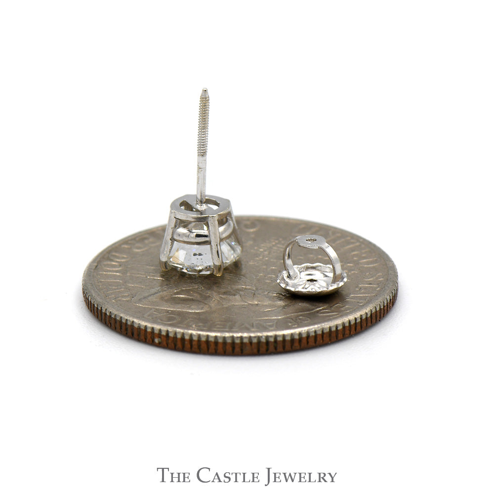 1ct Lab Grown Single Diamond Stud Earring in 14k White Gold Screw Backs