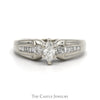 Marquise Cut Diamond Engagement Ring with Round and Baguette Diamond Accents in 14k White Gold - Thumbnail 1