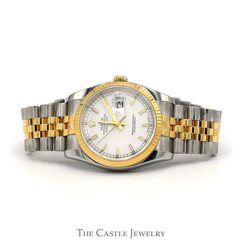 Two Tone Rolex Datejust 116233 Quick Set Watch with 18k Yellow Gold & Stainless Steel Jubilee Bracelet