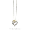 18" Diamond, Sterling Silver and Yellow Gold Triple Heart Necklace - Thumbnail 1
