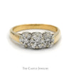 1/2cttw Triple Diamond Flower Cluster Ring in 14k Yellow Gold - Thumbnail 1