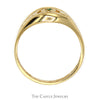 Round Cut Emerald Claddagh Ring in 14k Yellow Gold - Thumbnail 2
