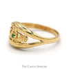 Round Cut Emerald Claddagh Ring in 14k Yellow Gold - Thumbnail 3