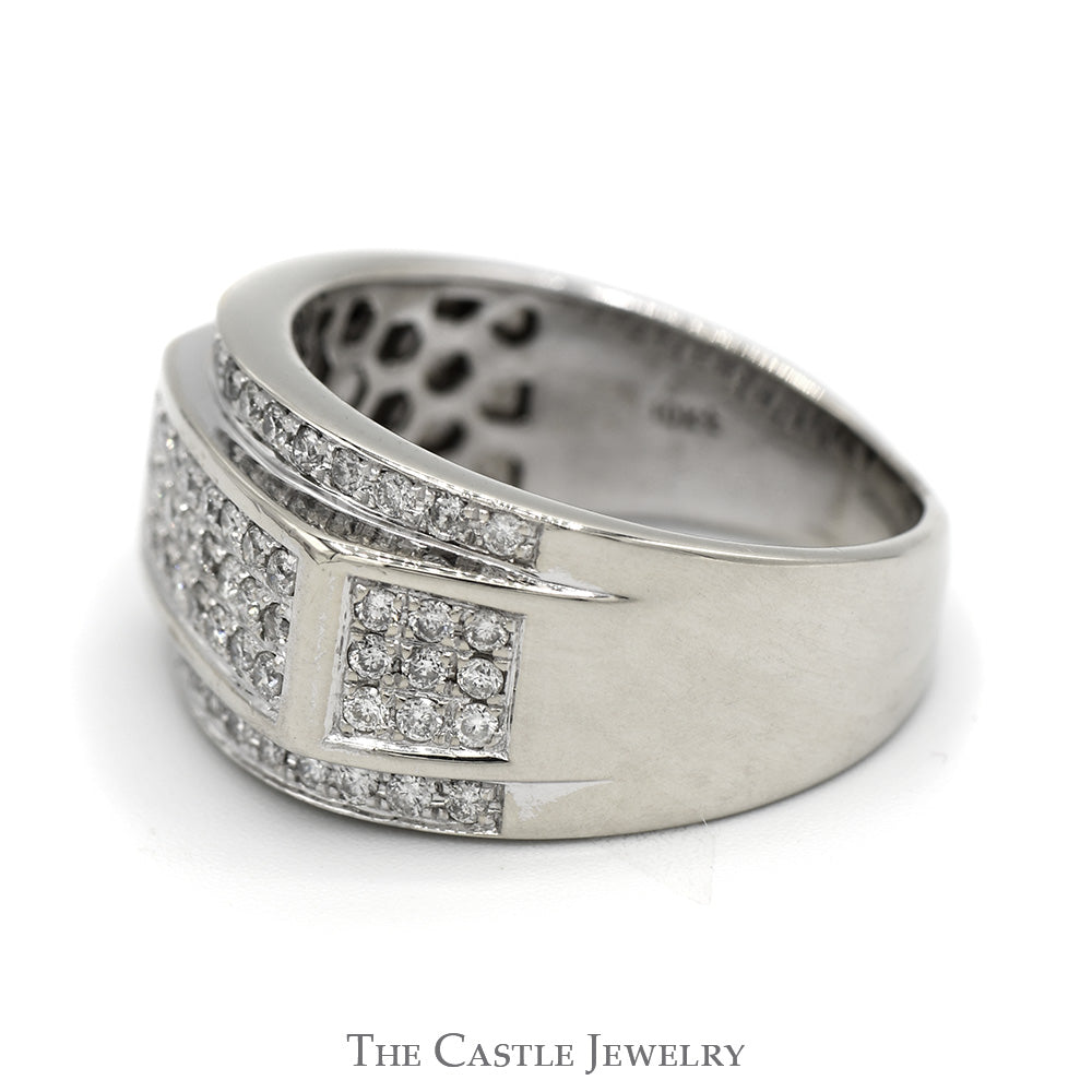 Men's 3/4cttw Rectangle Shaped Diamond Cluster Ring in 10k White Gold