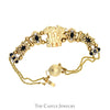 8 Inch UK Wildcat Logo Slide Bracelet with Diamond And Sapphire Accents in 14k Yellow Gold - Thumbnail 1